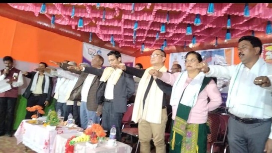 Hon'ble Minster of Transport, Fisheries & Excise, Shri Parimal Suklabaidya along with DC DC Karimganj, DDC , CEO ZP and Other Officials attended Vikshit Bharat Sankalp Yatra Program at Chargola GP and Lalcherra GP of Dullabcherra Development Block on 20th Dec 2023.