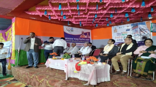 Hon'ble Minster of Transport, Fisheries & Excise, Shri Parimal Suklabaidya along with DC DC Karimganj, DDC , CEO ZP and Other Officials attended Vikshit Bharat Sankalp Yatra Program at Chargola GP and Lalcherra GP of Dullabcherra Development Block on 20th Dec 2023.