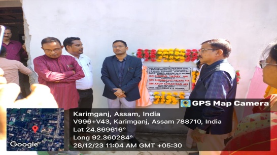 DC Karimganj laid the foundation stone regarding PM-SHRI Scheme at MMMC Girl School in the presence of IS, SMDC President, Principal and other public officials on 28th Dec 2023.